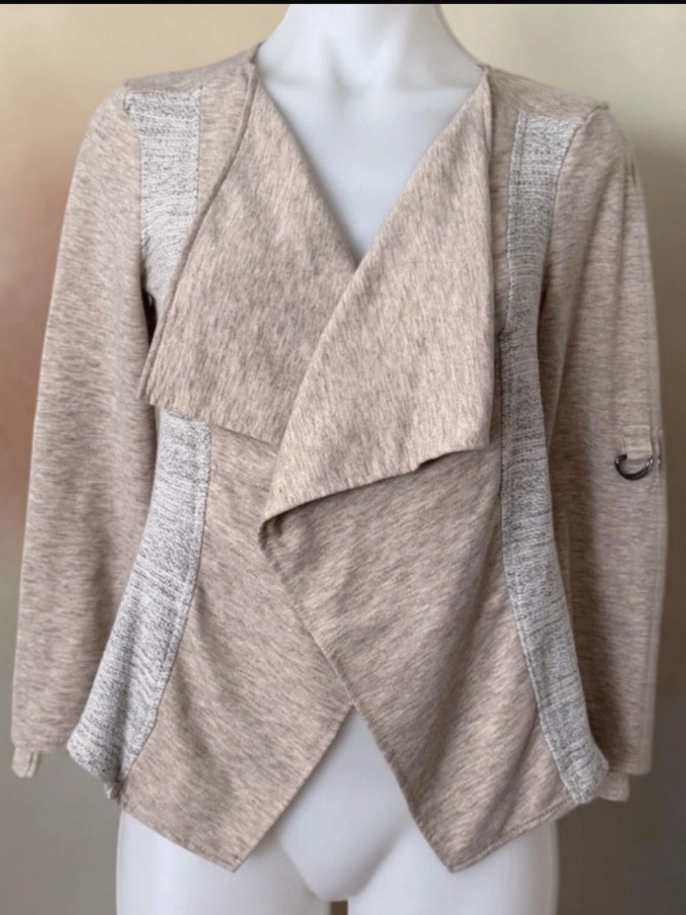 Maurices Women’s Moto Beige & Heather Gray Cardigan, Size: Small